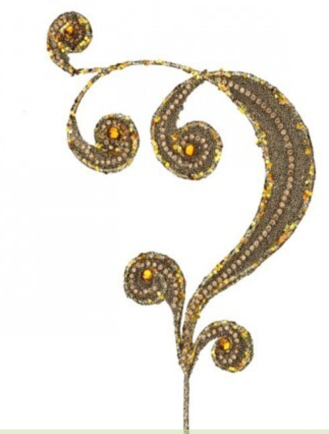 12.5" METAL GLITTER SCROLL STEM GOLD - Burlap and Bling Decor
