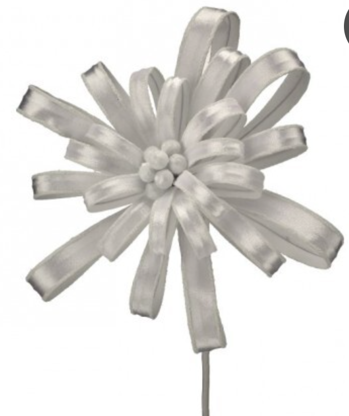19" GLIITER EDGE PETAL BLOSSOM STEM WHITE - Burlap and Bling Decor