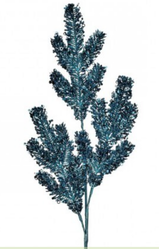 30" GLITTER/SEQUIN ANGEL PINE SPRAY TEAL BLUE - Burlap and Bling Decor
