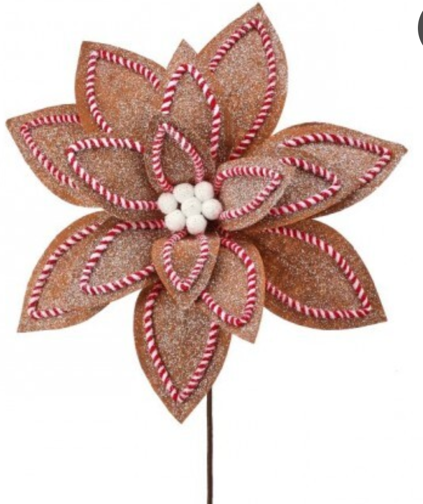 30" SUGAR/SPICE POINSETTIA STEM BROWN/RED - Burlap and Bling Decor