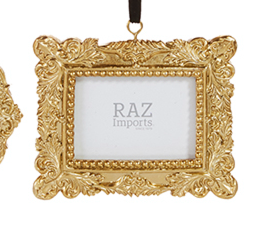 6" Vintage Photo Frame Ornament - Burlap and Bling Decor