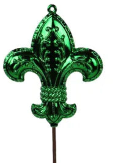 4"HX3.5"L SHINY FLEUR DE LIS PICK 3 ASST MARDI GRAS - Burlap and Bling Decor