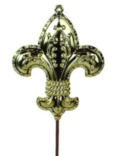 4"HX3.5"L SHINY FLEUR DE LIS PICK 3 ASST MARDI GRAS - Burlap and Bling Decor