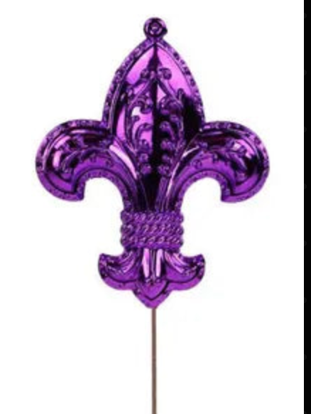4"HX3.5"L SHINY FLEUR DE LIS PICK 3 ASST MARDI GRAS - Burlap and Bling Decor