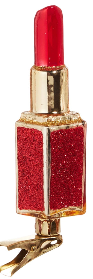 4.75" Lipstick Clip-On Ornament - Burlap and Bling Decor