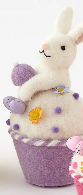 Bunny Cupcake - 4 Assorted Colors - Burlap and Bling Decor