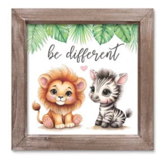 8"SQ JUNGLE BABY ANIMALS SIGN Choose-Lion,Monkey or Hippo - Burlap and Bling Decor