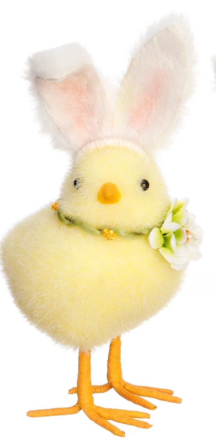 7.5" YELLOW CHICK WITH RABBIT EARS - Burlap and Bling Decor