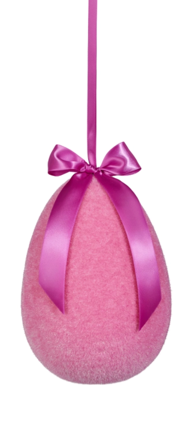 10" SHERBET FLOCKED HANGING EGG CHOOSE PINK, ORANGE OR LAVENDER - Burlap and Bling Decor