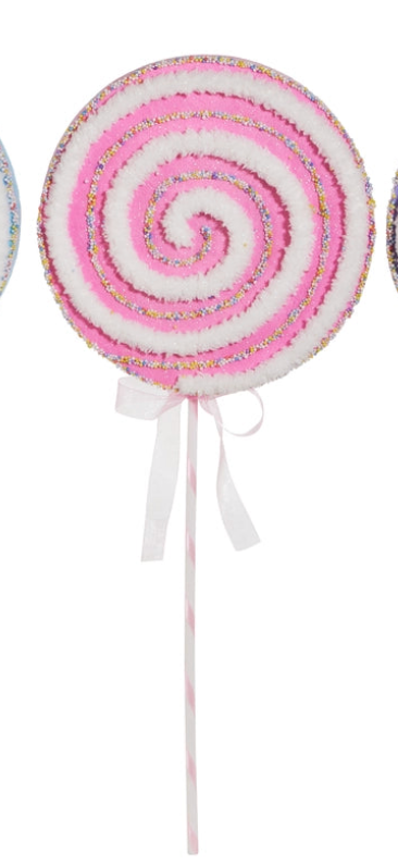 27" SPRINKLE LOLLIPOP STEM CHOOSE BLUE, LAVENDER OR PINK - Burlap and Bling Decor