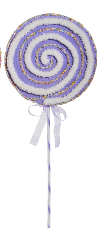 27" SPRINKLE LOLLIPOP STEM CHOOSE BLUE, LAVENDER OR PINK - Burlap and Bling Decor