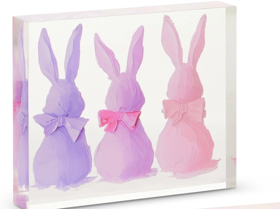 8" FROSTED BUNNY ACRYLIC BLOCK CHOOSE ORANGE OR PURPLE - Burlap and Bling Decor