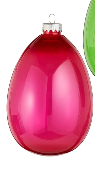 7.25" CLEAR EGG ORNAMENT CHOOSE PINK, BLUE OR GREEN - Burlap and Bling Decor