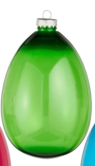 7.25" CLEAR EGG ORNAMENT CHOOSE PINK, BLUE OR GREEN - Burlap and Bling Decor