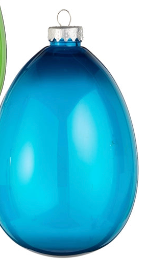 7.25" CLEAR EGG ORNAMENT CHOOSE PINK, BLUE OR GREEN - Burlap and Bling Decor