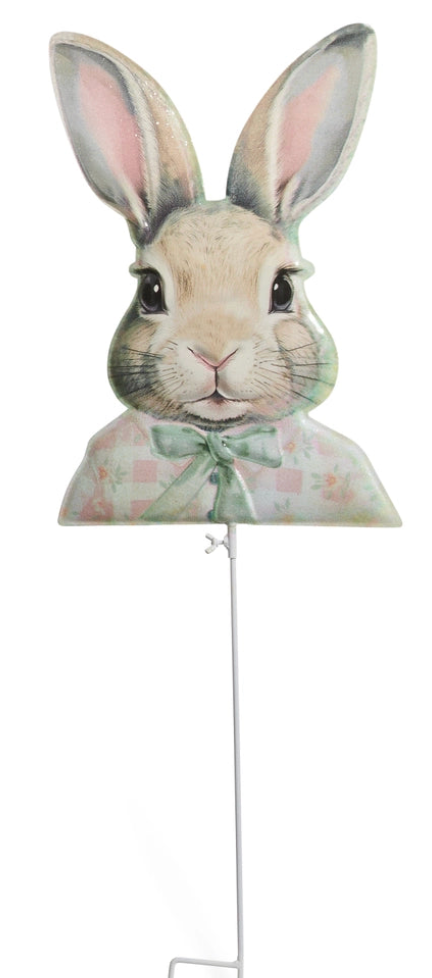 34" DAPPER BUNNY GARDEN STAKE 2 SIDED CHOOSE BOY or GIRL - Burlap and Bling Decor