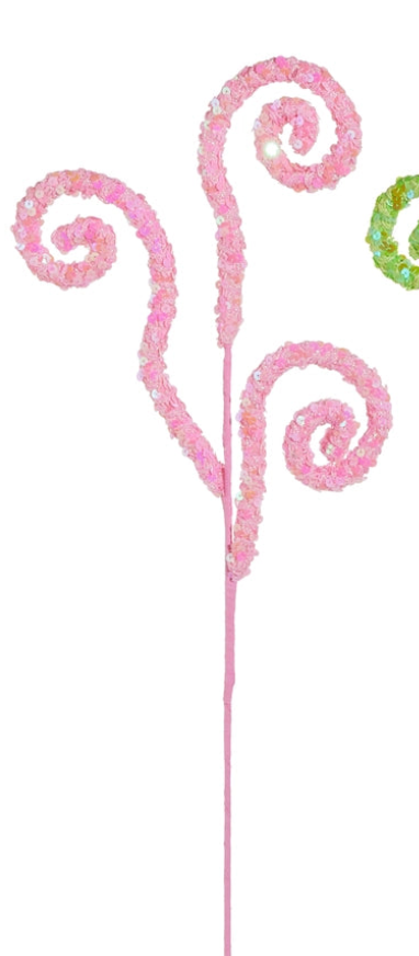 27" SEQUIN SWIRL SPRAY CHOOSE PINK, BLUE OR GREEN - Burlap and Bling Decor