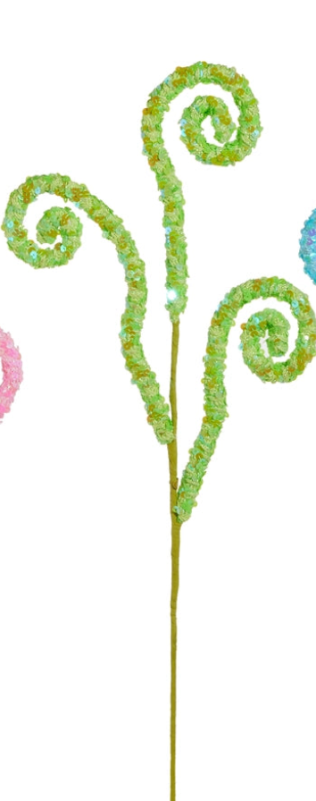 27" SEQUIN SWIRL SPRAY CHOOSE PINK, BLUE OR GREEN - Burlap and Bling Decor