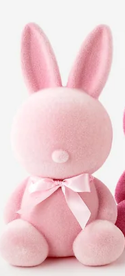 FLOCKED SITTING BUNNY, 8 ASST, LG, PVC, 20" - Burlap and Bling Decor
