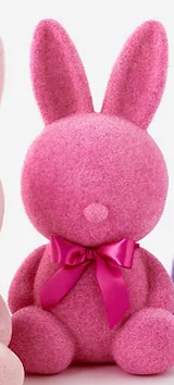 FLOCKED SITTING BUNNY, 8 ASST, LG, PVC, 20" - Burlap and Bling Decor
