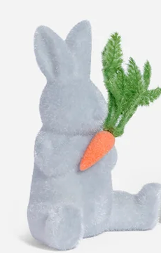 Flocked Bunny w/Carrot 6 Asst Sm PVC 8 CHOOSE ONE - Burlap and Bling Decor