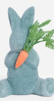 Flocked Bunny w/Carrot 6 Asst Sm PVC 8 CHOOSE ONE - Burlap and Bling Decor
