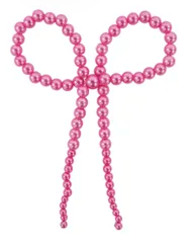 6"H X 4"W MIXED SIZES BEADS BOW ORN 3 ASST: PINK/RED/WHITE - Burlap and Bling Decor