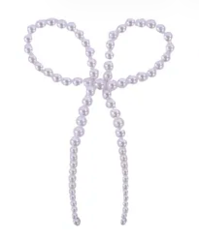 6"H X 4"W MIXED SIZES BEADS BOW ORN 3 ASST: PINK/RED/WHITE - Burlap and Bling Decor