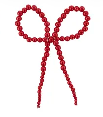 6"H X 4"W MIXED SIZES BEADS BOW ORN 3 ASST: PINK/RED/WHITE - Burlap and Bling Decor
