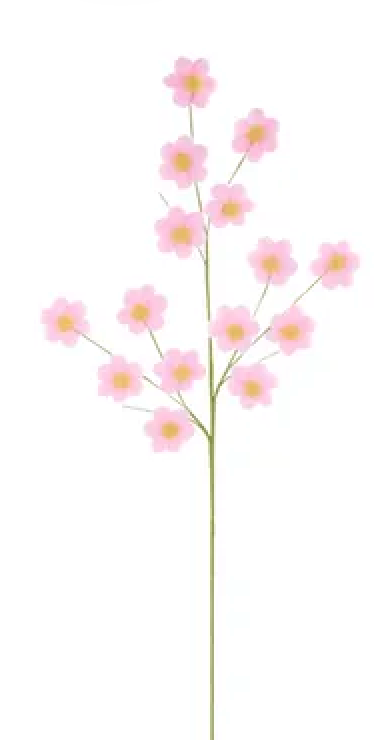 28"L FLEECE FLOWER SPRAY 3 ASST PINK, BLUE, WHITE - Burlap and Bling Decor