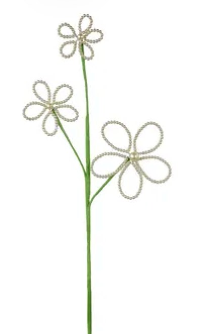 18"L PEARL BEADS FLOWER SPRAY 3 ASST WHT/LT GRN/LT PINK - Burlap and Bling Decor