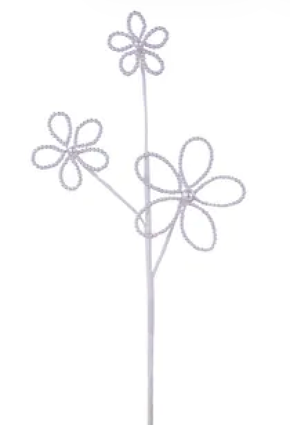 18"L PEARL BEADS FLOWER SPRAY 3 ASST WHT/LT GRN/LT PINK - Burlap and Bling Decor