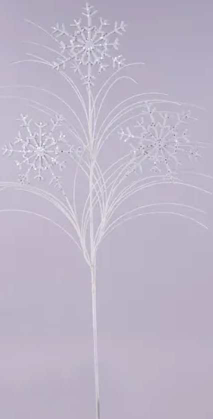 2 ASST 32"L GLITTER SNOWFLAKE SPRAY WHITE - Burlap and Bling Decor