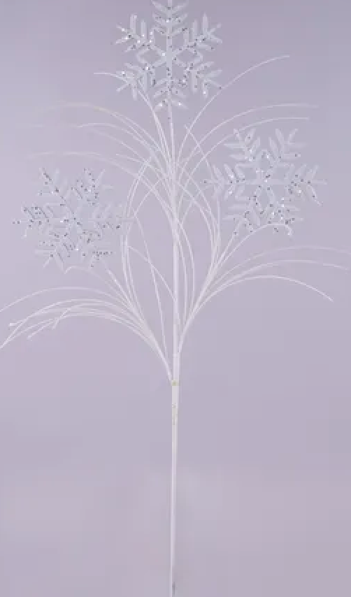 2 ASST 32"L GLITTER SNOWFLAKE SPRAY WHITE - Burlap and Bling Decor