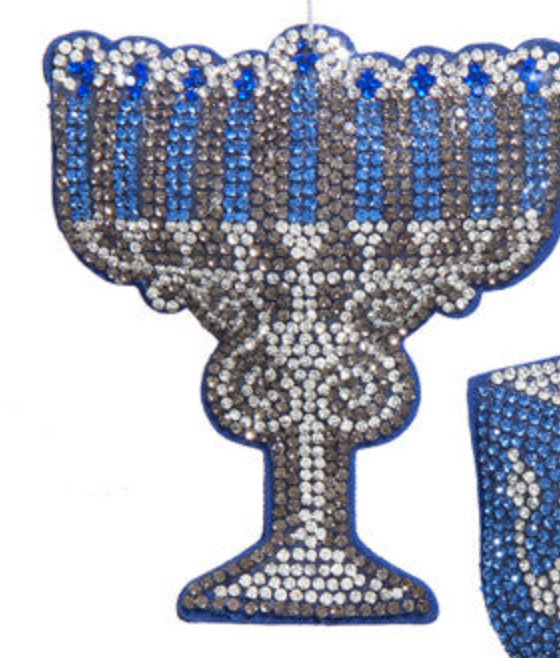 3.5"GLS BEDAZLD MENORAH/DREIDEL choose one