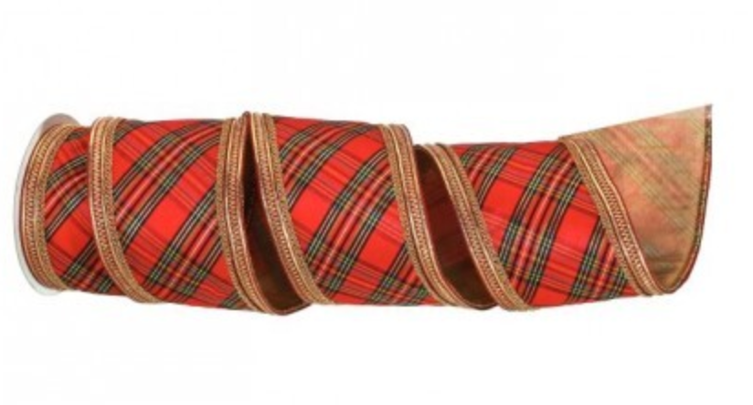 4"X5Y TRIM BIAS TARTAN PLAID WIRED RIBBON RDGG