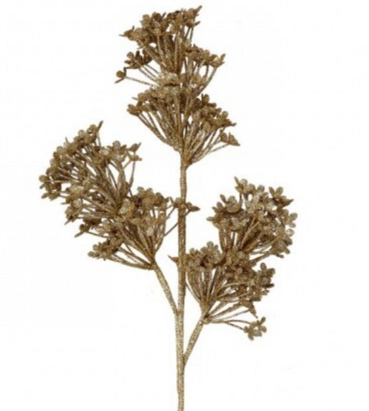 22" MINI GLITTER HYDRAGNEA SPRAY GOLD