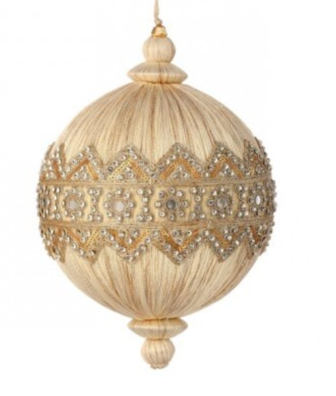 6" DOUBLE JEWEL LACE THREAD BALL ORNAMENT CRM