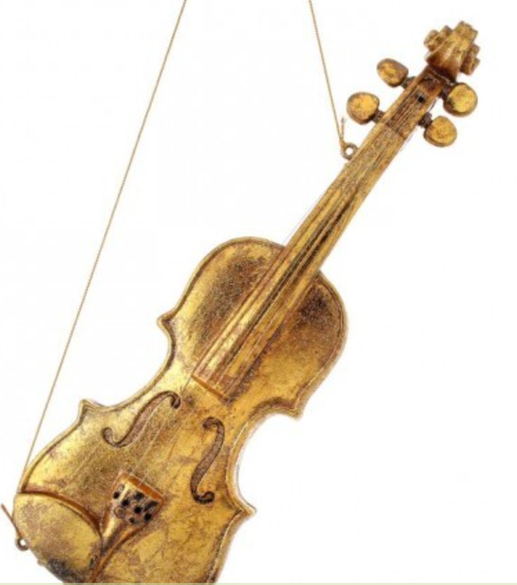 16" GILDED PLASTIC VIOLIN ORNAMENT" GOLD