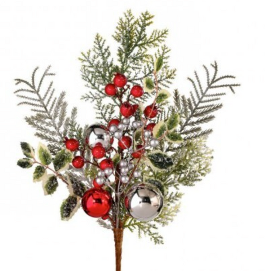 16" FROSTED MIXED BALL BERRY PINE PICK RDGS