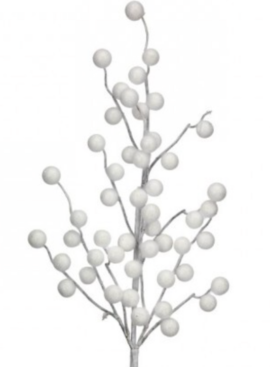 26" FLOCKED FOREST BERRY SPRAY WHT