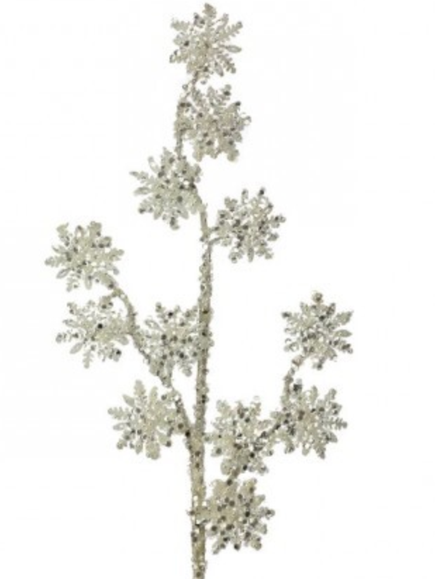 34" ICED SEQUIN/PEARL SNOWFLAKE SPRAY