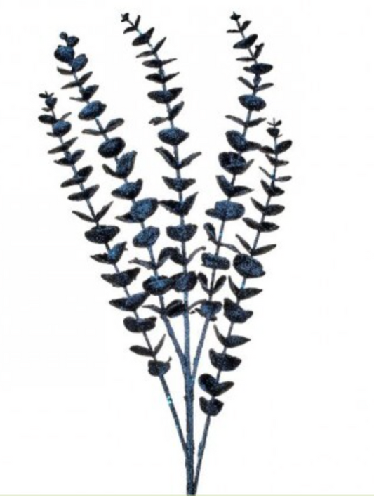 33" GLITTER MIDNIGHT BLUE EUCLYPTUS SPRAY