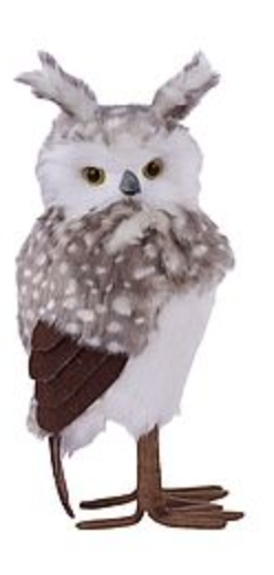 2 ASST 14-16"H FAUX FUR OWL GREY/WHITE