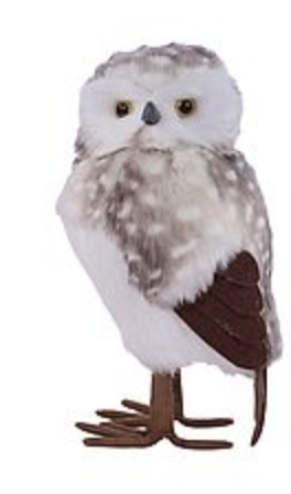 2 ASST 14-16"H FAUX FUR OWL GREY/WHITE