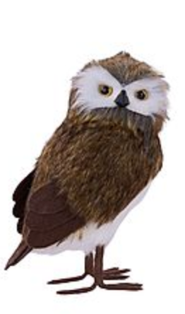 2 ASST 10-11"H FAUX FUR OWL TT BROWN/CREAM