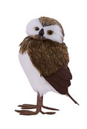 2 ASST 11.75-13.25"H FAUX FUR OWL BROWN/CREAM Choose one Right or Left Facing