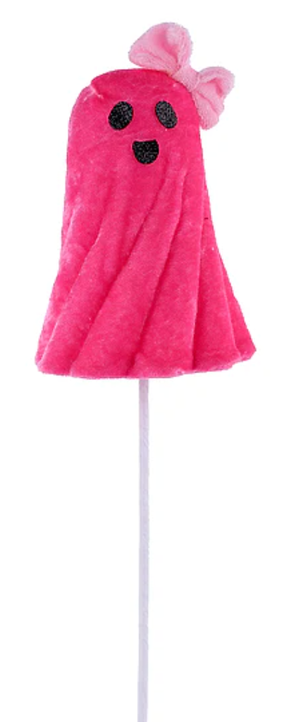 14.5"L VELVET/STYRO GHOST STEM 2 ASST: HOT PINK/PINK