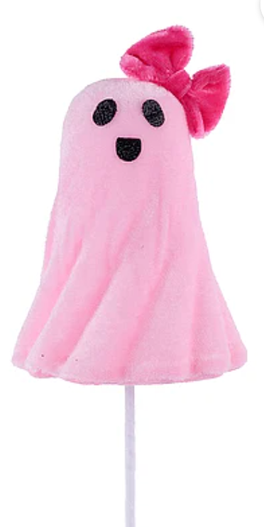 14.5"L VELVET/STYRO GHOST STEM 2 ASST: HOT PINK/PINK
