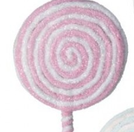 14" FROSTED PASTEL LOLLIPOP ORNAMENT 3AST PTMT